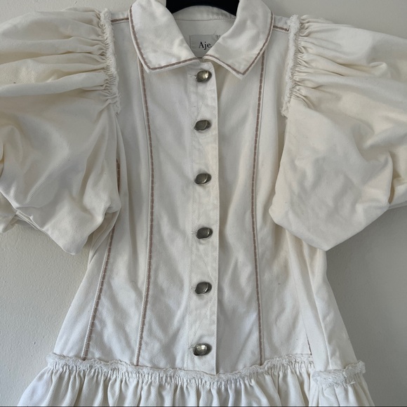 AJE Reclaim Denim Mini Dress Ivory • Size 10 • RRP $395 - Picture 10 of 16